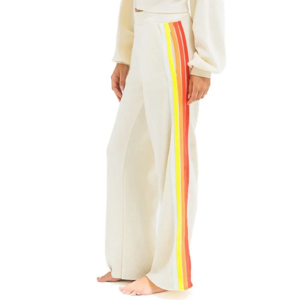 NWTA Aviator Nation Cream Lounge Pants with Neon Stripes- Medium - Picture 13 of 16